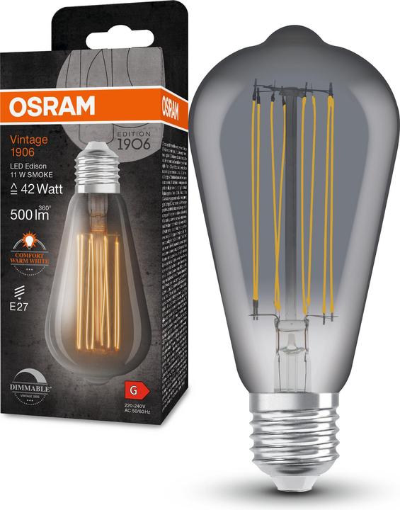 Image du produit Osram Lampe LED vintage (E27, 11 W, 500 lm, 4 x, G)