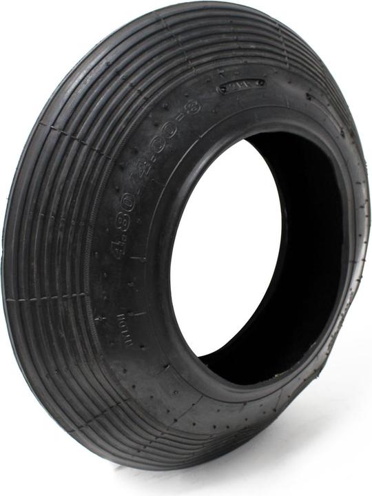 Actual product image Wiltec Wheelbarrow Tyre Set 4 Tyres with Inner Tubes 4.00-8 TR13 with Angled Valves
