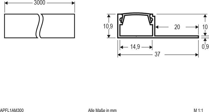 Produktbild EVN Fliesenprofil (3000 mm, 37 mm, 8 mm)