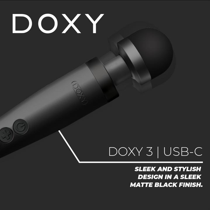 Actual product image Doxy 3 USB-C Wand Vibrator - Black