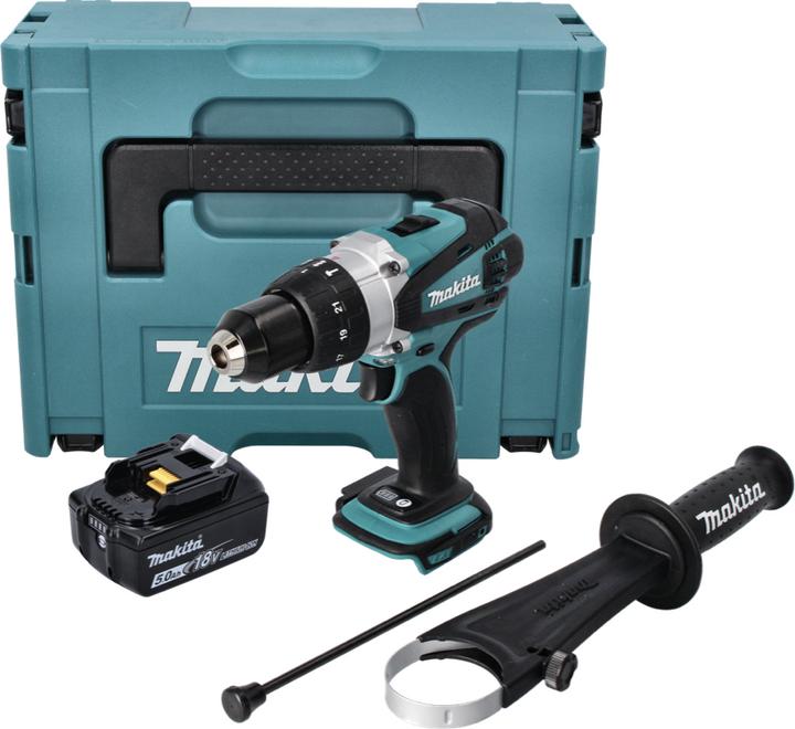 Produktbild Makita DHP 458 T1J Akku Schlagbohrschrauber 18 V 91 Nm + 1x Akku 5,0 Ah + Makpac - ohne Ladegerät (Akkubetrieb)