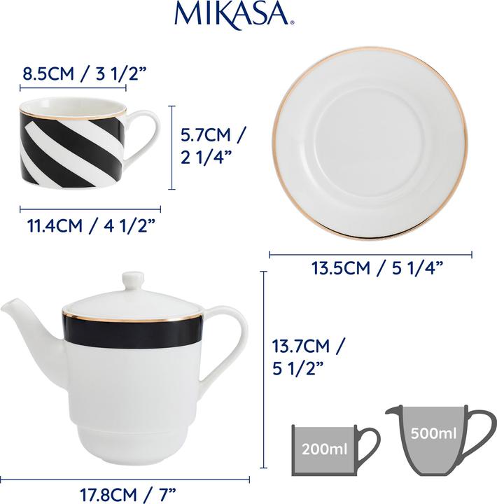 Immagine prodotto Mikasa Set da tè per una persona in porcellana Deco Luxe, bianco