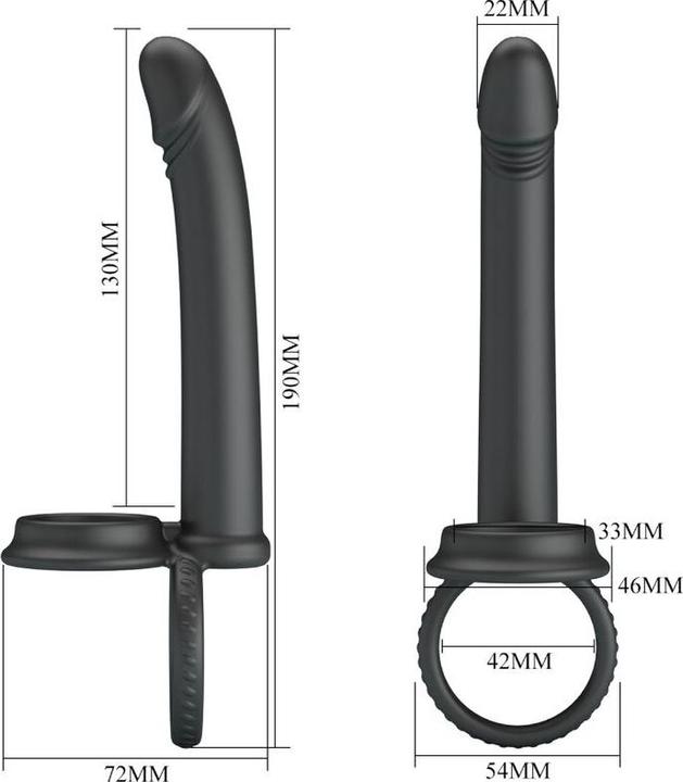 Actual product image Pretty Love Dillion Double Penetration Double Cock Ring Black