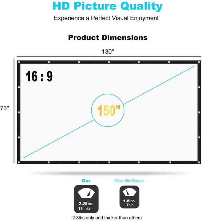 Actual product image Towond Projector screen (150", 16:9)
