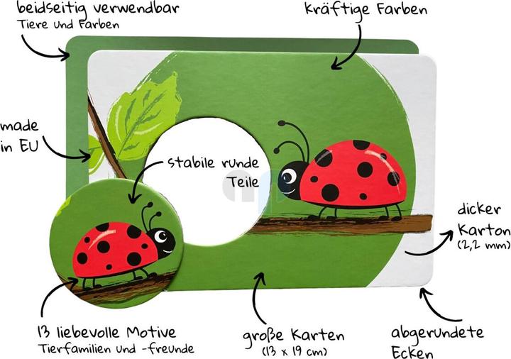 Produktbild Hanniline Puzzle-Karten - Tiere und Farben (13 beiseitig bedruckte Karten) ab 16 Monaten (13 Teile)