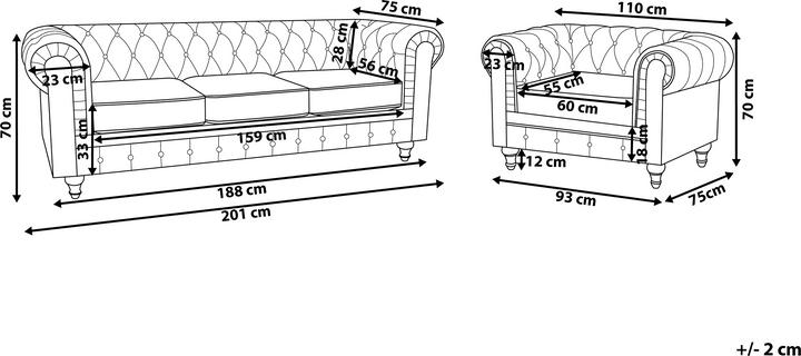 Actual product image Beliani Chesterfield (Sofa landscape)