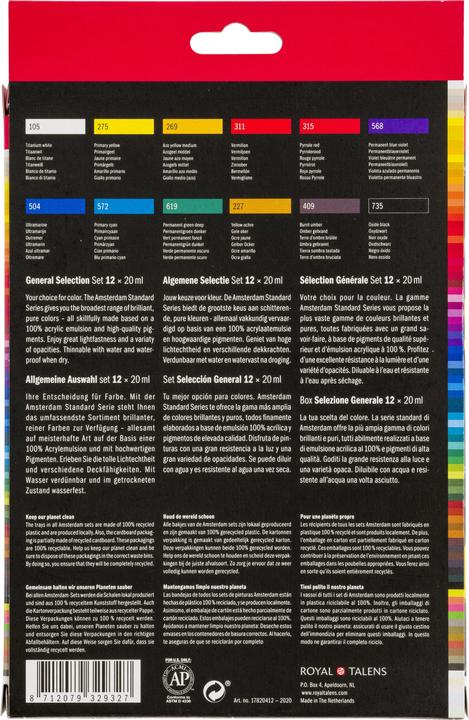 Produktbild Amsterdam Acrylfarbe Starter Set (Mehrfarbig, 20 ml)