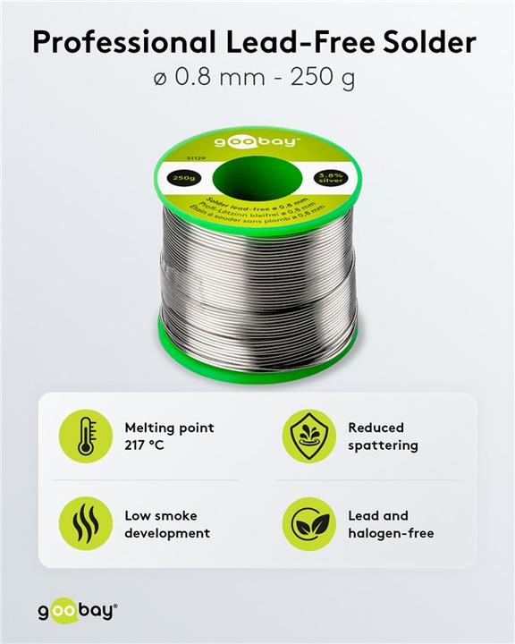 Image du produit Goobay Étain de soudure professionnel sans plomb, ø 0,8 mm, 250 g (Souder)