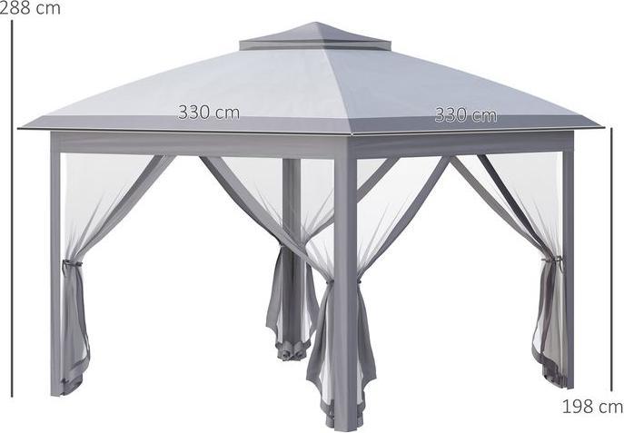 Image du produit Swisshandel24 Faltpavillon 3x3 m, 4 abnehmbare Mückennetze, Oxford-Gewebe Metall Grau (330 cm, 330 cm)