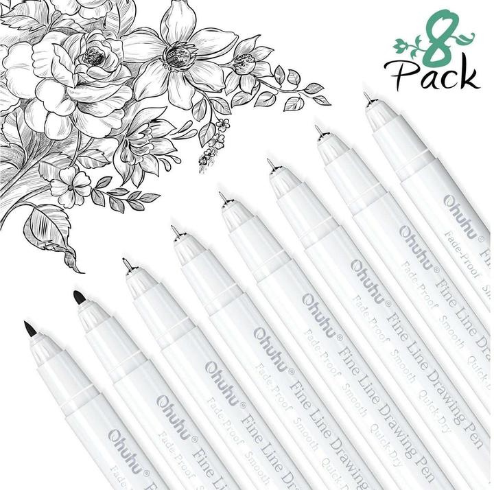 Actual product image Ohuhu Fineliner drawing pens (Multicoloured, 8 x)