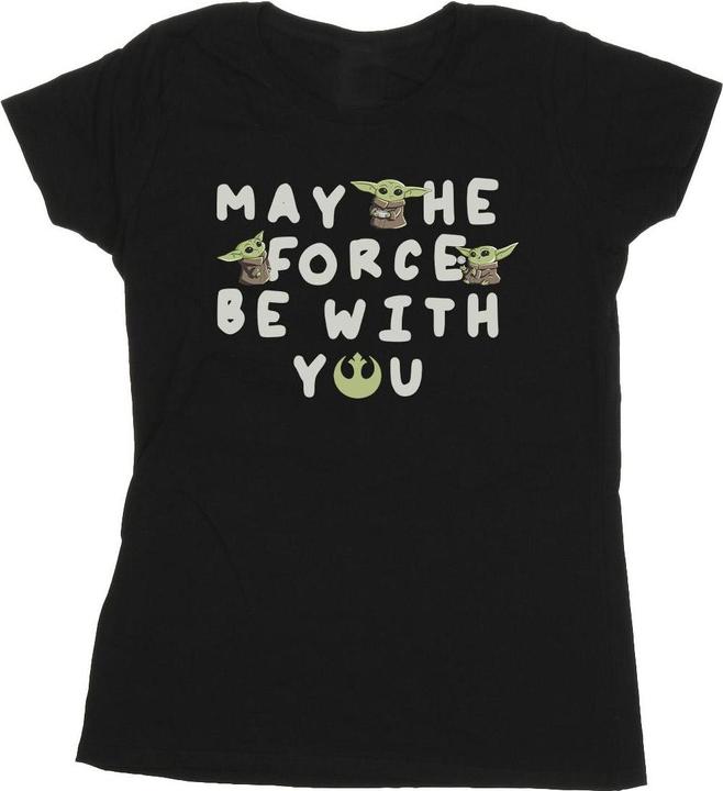 Actual product image Star Wars Womens/Ladies The Mandalorian Grogu May The Force Be With You Cotton T-Shirt (M)