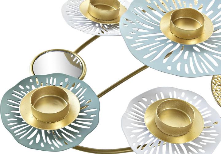 Actual product image DKD Home Decor Kerzenleuchter Spiegel Gold Metall grün Orientalisch Wasserlilie (54 x 33 x 8 cm)