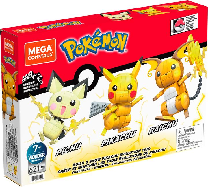 Mega Construx Pokémon Build and Show Pikachu Evolution Trio
