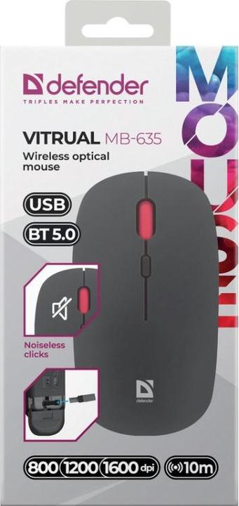Actual product image Defender Silent Click Vitrual MB-635 RF+BT wireless mouse (Wireless)