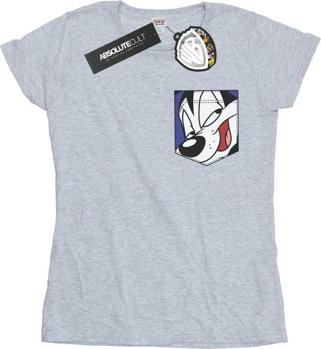 Immagine prodotto Looney Tunes Pepe Le Pew Face Faux Pocket Maglietta Donna (XXL)