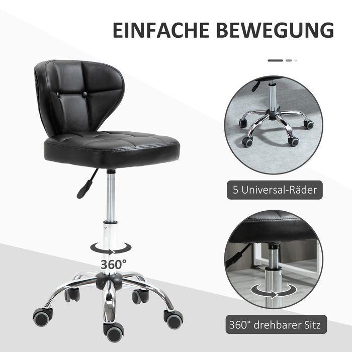 Image du produit Swisshandel24 Lot de 2 tabourets à roulettes avec dossier pivotant, réglables en hauteur 45 x 47 x 72-87 cm