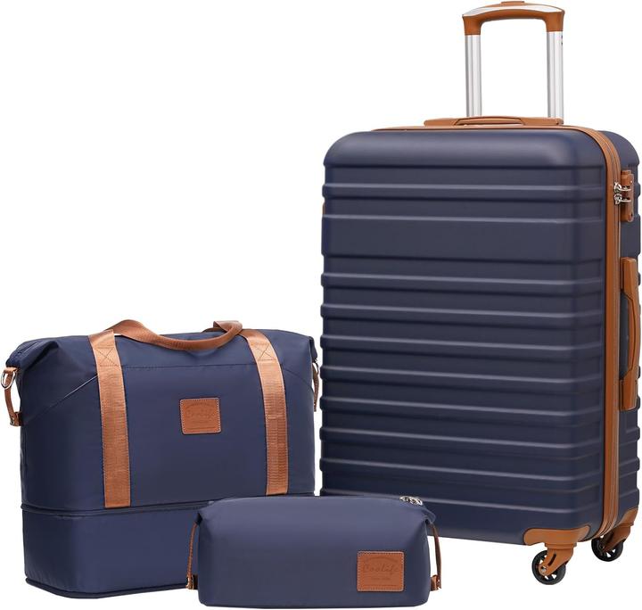 Coolife 3-teiliges Hartschalenkoffer-Set mit TSA-Schloss (60 l, M (50 - 90l))
