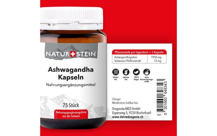 Produktbild Naturstein Ashwagandha (75 Stück, Kapseln, 170 g)