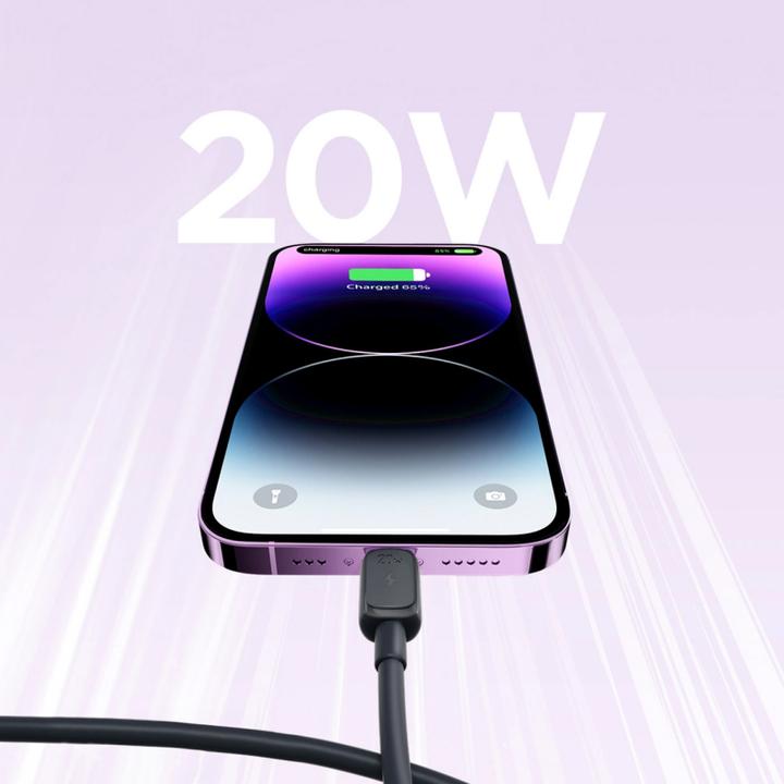 Image du produit Joyroom Color Series USB-C - Câble Lightning 20W, 1.2m - Noir (1.20 m, USB 3.2 Gen 2)