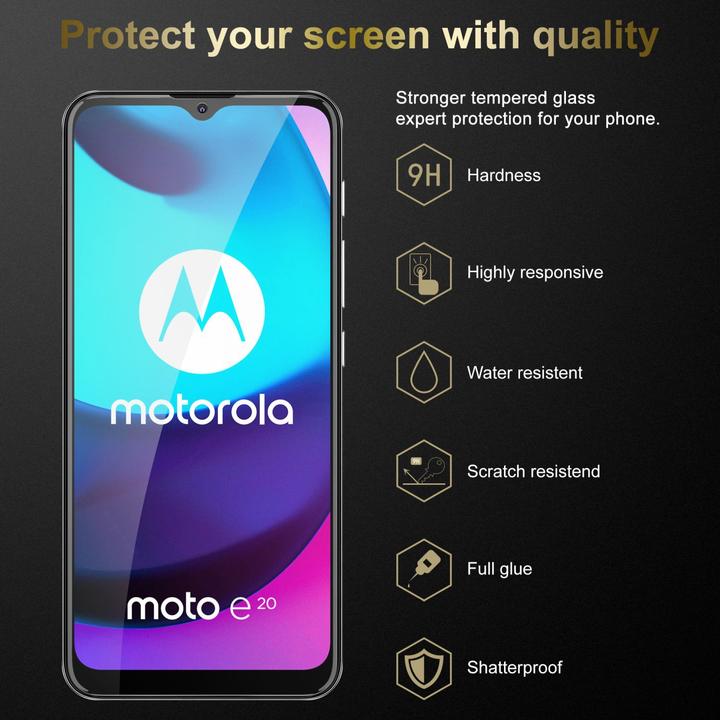 Actual product image Cadorabo 3x Tempered Glass 3er Pack Tempered (3 Piece, Motorola E30, Motorola Moto E20, Motorola Moto E40)