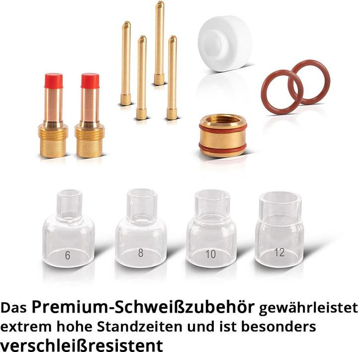 Produktbild Stahlwerk Glas Gaslinsen Set 14tlg WIG Schweisszubehör für WP SR 17 18 26