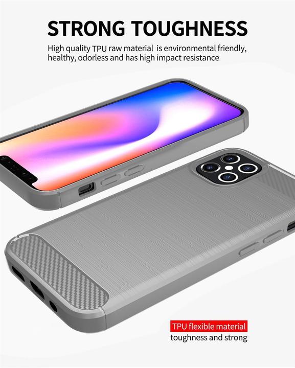 Immagine prodotto Cadorabo TPU Ultra sottile in acciaio inossidabile al carbonio Combi Cover (Apple iPhone 12 Pro Max)