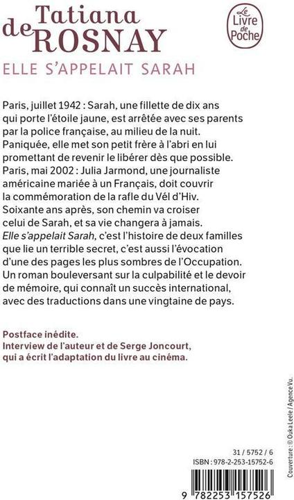 Produktbild Elle s'appelait Sarah (Französisch, Rosnay, Tatianade, 2010)