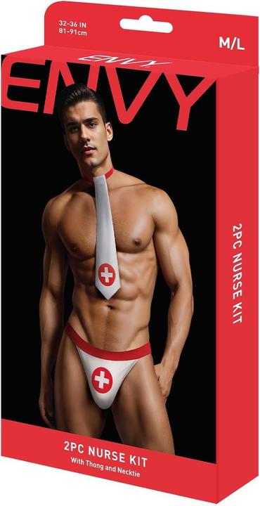 Envy Kit Infirmière 2PC - L/XL, Costume Infirmière Rouge & Blanc ludique avec Tie Santé audacieux et (L)