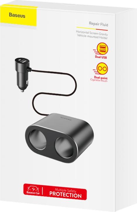 Actual product image Baseus High Efficiency One to Two Cigarette LighterBlack
