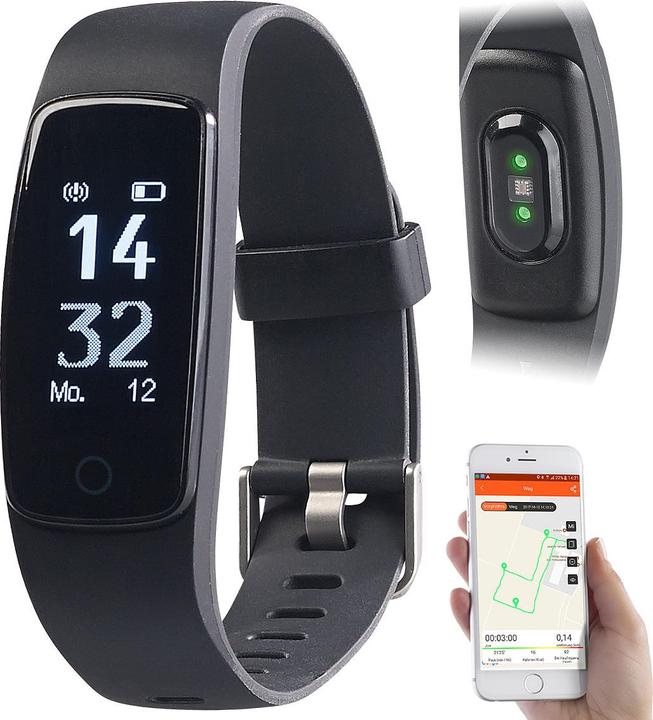 Produktbild Newgen medicals GPS-Fitness-Armband mit XL-Touch-Display