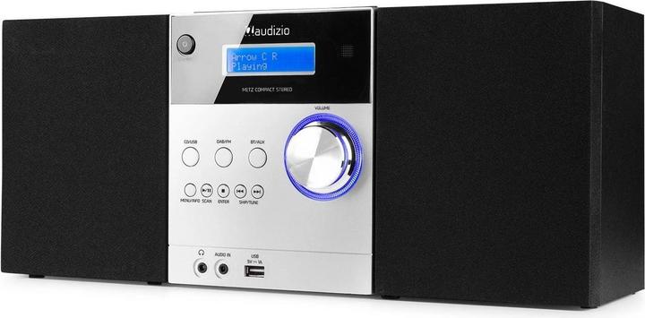 Actual product image Audizio Micro HiFi system Metz aluminum (CD player, Bluetooth, 1x 30 W)