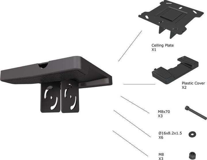 Actual product image Multibrackets Beamer TV ceiling mount plate,black max 90kg (Ceiling)