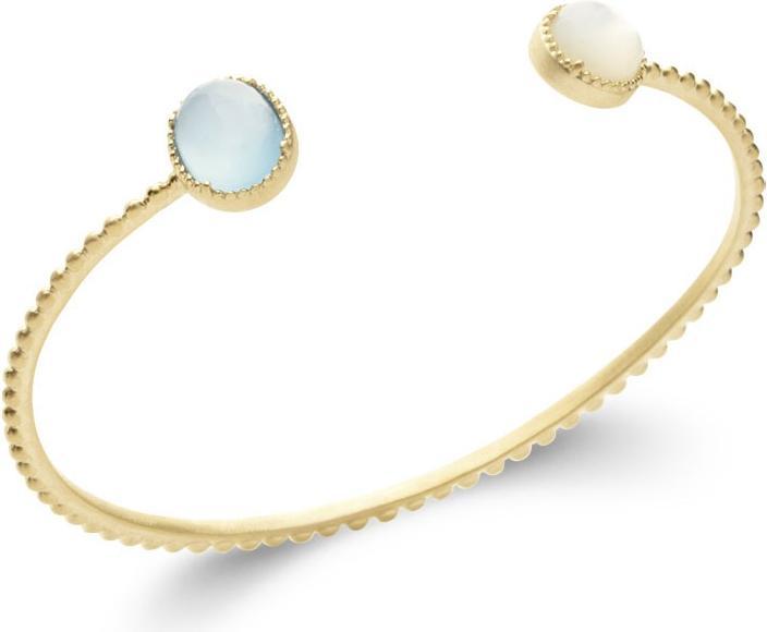 Lara Vergoldetem Messing ARMBAND – BLAUER ACHAT – PERLMUTT (Messing)