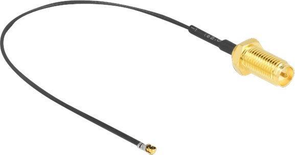 Actual product image Delock Antenna cable RP-SMA female for installation to MHF® 4L LK male 1.37 10 cm thread length 10 mm (2.50 dB, Antenna cable)