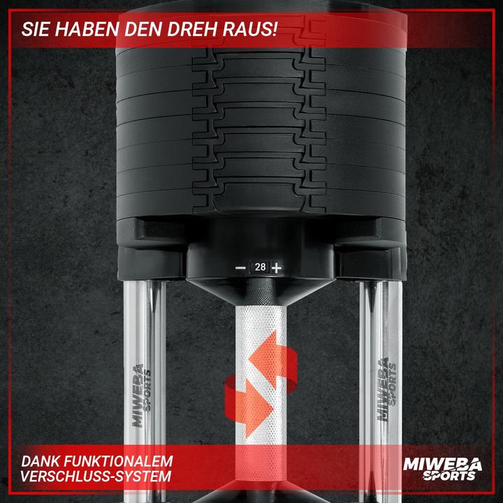 Produktbild Miweba Sports verstellbare Kurzhantel VH200 2-32 kg Hantel Krafttraining Fitness (28 kg)