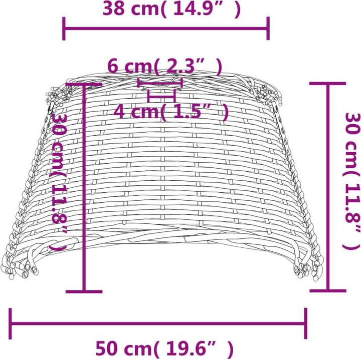 Produktbild VidaXL Lampenschirm Weiss Ø50x30 cm Korbweide, Farbe: Weiss