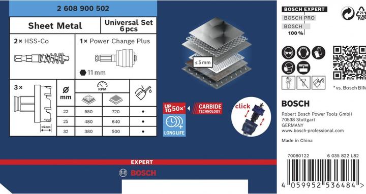 Produktbild Bosch Professional Zubehör EXPERT Sheet Metal Lochsägen-Set 22/25/32 x 5 mm (22 mm, 25 mm, 32 mm)