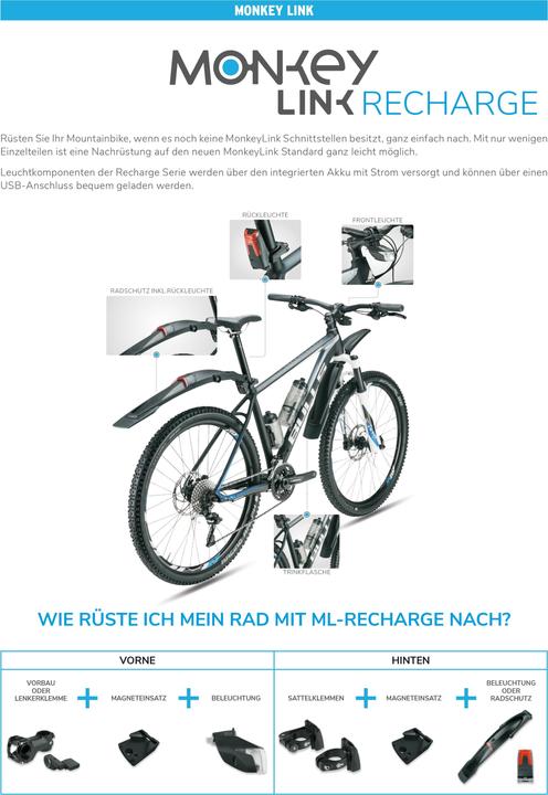 Image du produit SKS Monkey Fender Set MTB RECHARGE Jeu de garde-boue avec feu arrière à batterie (Kit de garde-boue)