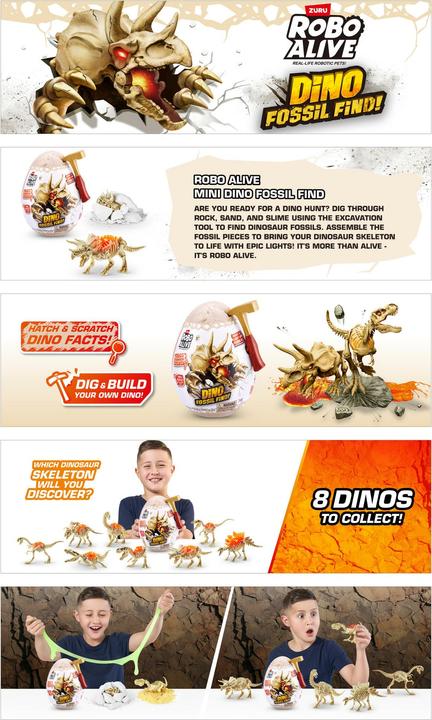 Image du produit Zuru ROBO ALIVE Dino Fossil Find Mini Surprise Egg ass.