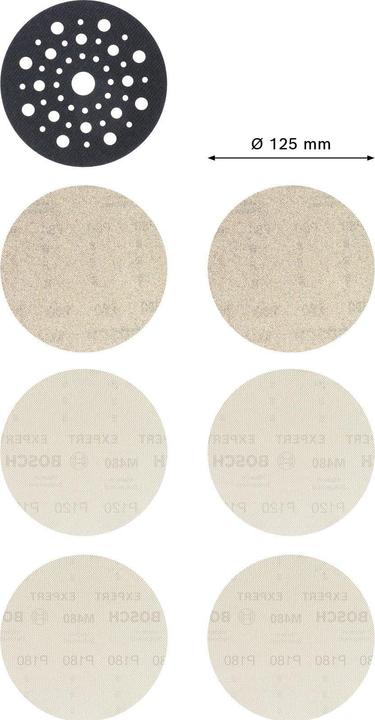 Image du produit Bosch Professional Zubehör EXPERT M480 Kit de démarrage pour ponceuse excentrique, 125 mm, 7 pièces (80, 120, 180)