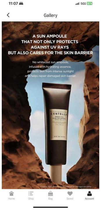 Actual product image Skin1004 Probio-cica Glow Sun Ampoule (Suntan cream, SPF 50+, 50 ml)