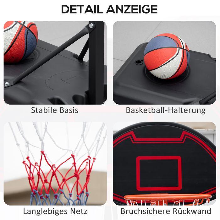 Image du produit Swisshandel24 Panier de basket avec support Outdoor réglable en hauteur Support de basket avec roues 195-250 cm