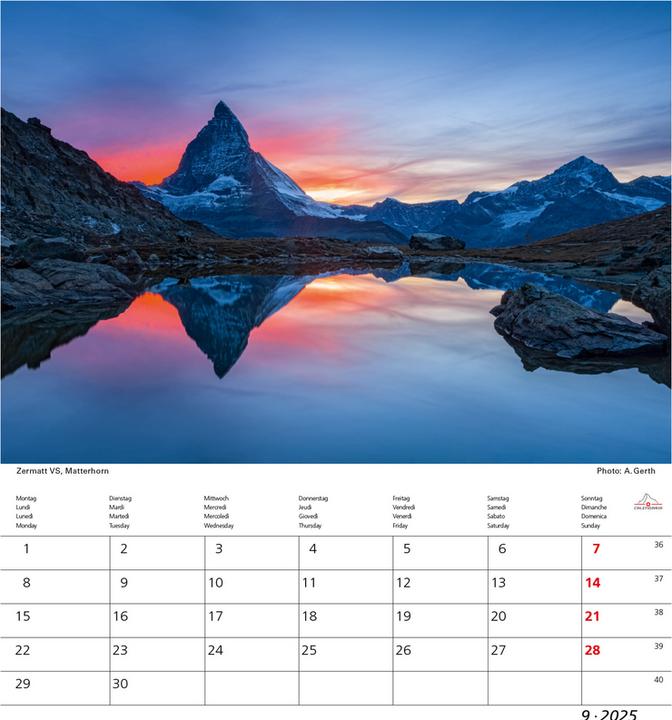 Produktbild Matterhorn 2025 (21 x 24 cm, Englisch, Französisch, Italienisch, Deutsch)