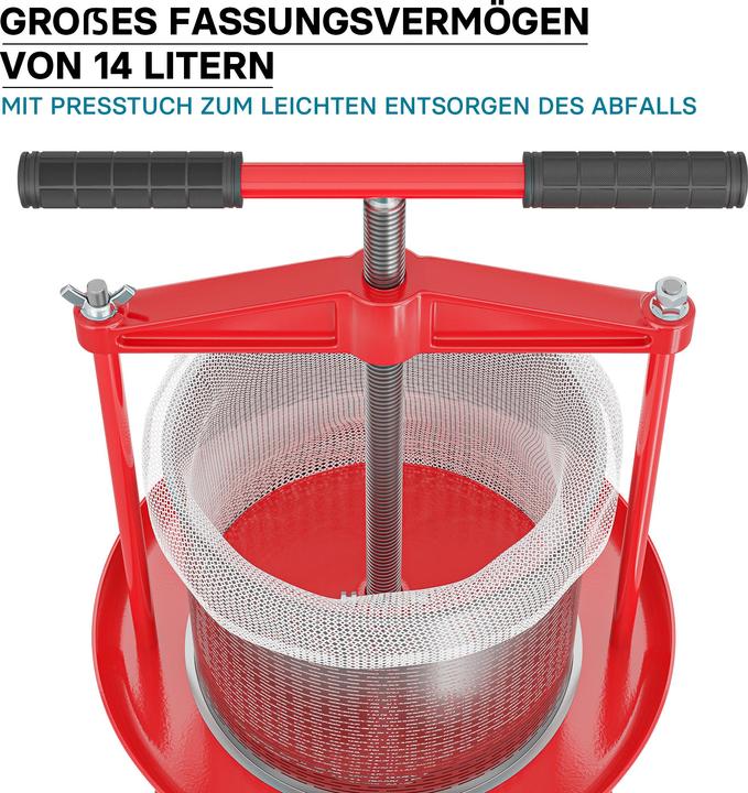 Actual product image Wiltec Spindle press stainless steel 14 L Fruit press Berry press Cider press Fruit mill (EU plug)