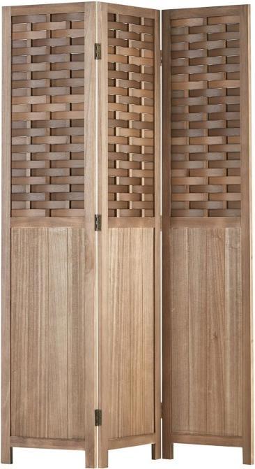 Produktbild Homestyle4u Paravent Raumteiler 3 teilig Holz Trennwand Rattan Optik Sichtschutz Braun