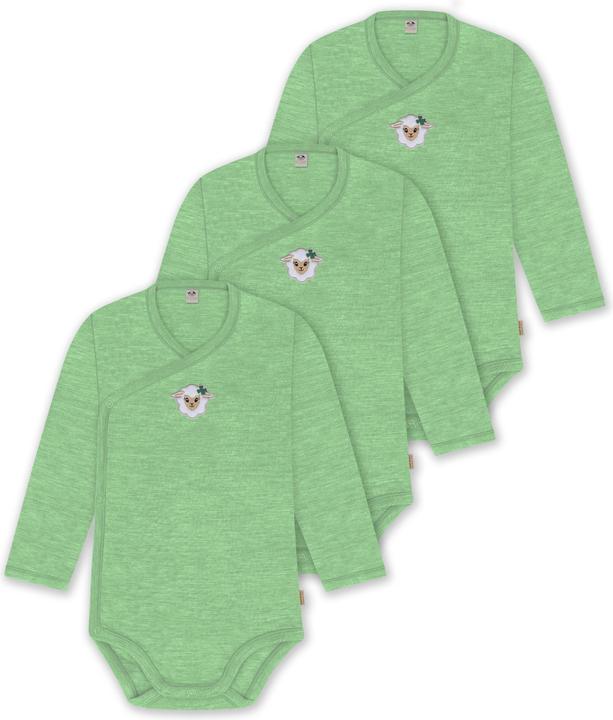 Normani 3er Pack Merino Baby-Body langärmeliger Wickelbody für 0-24 Monate - 9349