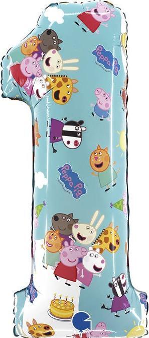 Actual product image Grabo Balloons XL Peppa Pig numbers 1 balloon