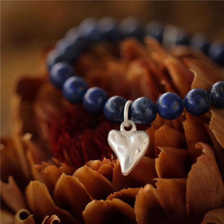Andreani Armband mit echtem Lapislazuli (8 cm, Steine, Blauer Hämatoid)