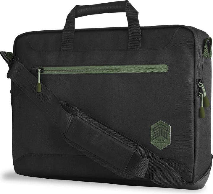 Actual product image STM 117-393P-01 laptop case 40.6 cm (16") Briefcase Black, Green (16", Universal)