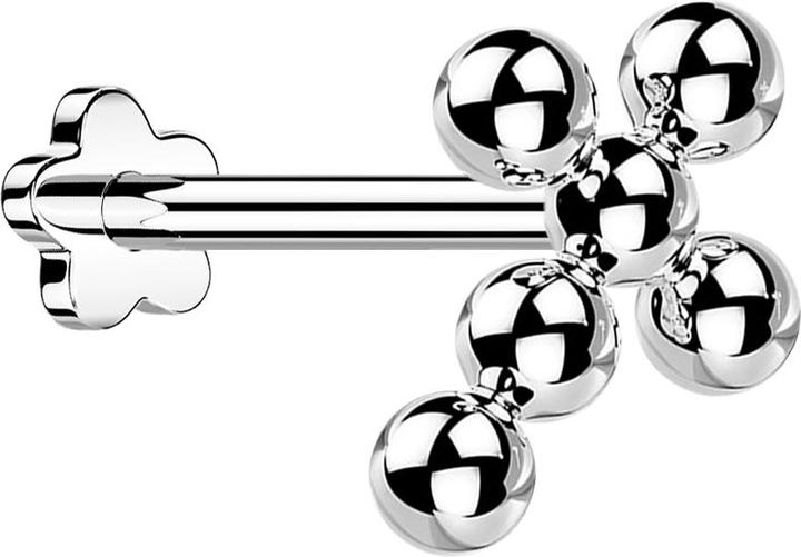 Star Piercing Micro Threadless Labret Blume silber Kreuz Kugeln (ohne Messing, Titan G23)